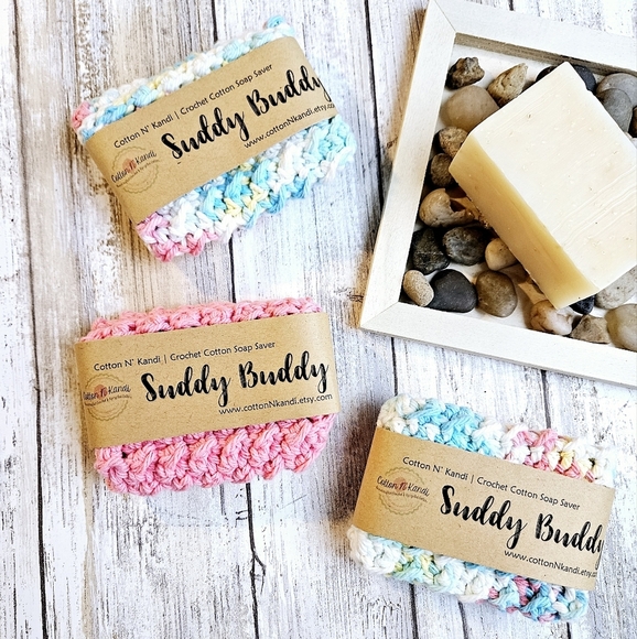Other - 3 Suddy Buddy Soap Savers- Cotton N' Kandi, Handmade Crochet